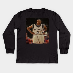 Young Allen Iverson in Hoyas Vintage Kids Long Sleeve T-Shirt